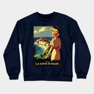Cote D'Azur Vintage Travel Poster Crewneck Sweatshirt